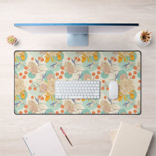 Colourful Floral Garden Pattern Desk Mat