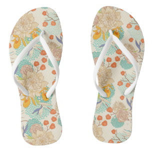 Colourful Floral Garden Pattern Flip Flops