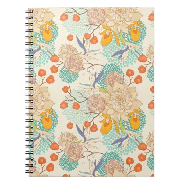 Colourful Floral Garden Pattern Notebook (Front)
