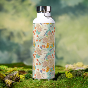 Colourful Floral Garden Pattern Water Bottle