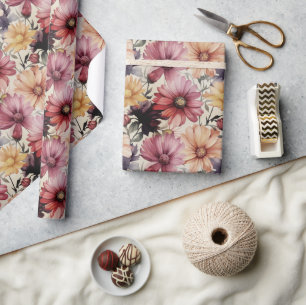 Colourful Floral Gerber Daisy Flower Pattern  Wrapping Paper