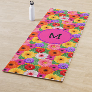 Colourful Floral Gerbera Daisies Boho Botanical  Yoga Mat