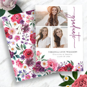 Colourful Floral Graduation Announcement