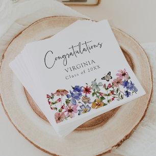 Colourful Floral Graduation Napkins