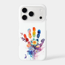 Colourful Floral Handprint Rainbow Flower Art
