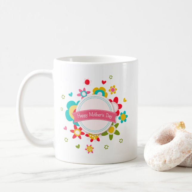 Colourful Floral Happy Mother's Day | Coffee Mug (With Donut)