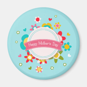 Colourful Floral Happy Mother's Day   Magnet