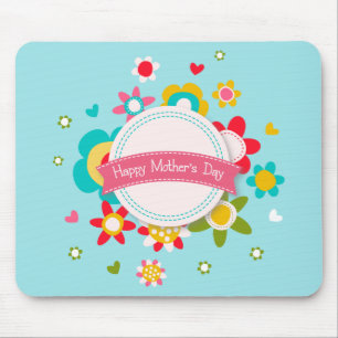 Colourful Floral Happy Mother's Day Mouse Pad