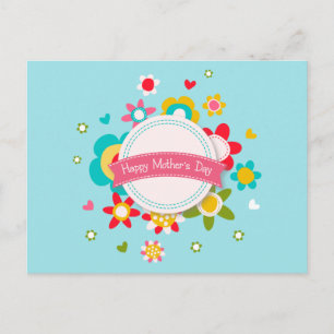 Colourful Floral Happy Mother's Day Postcard