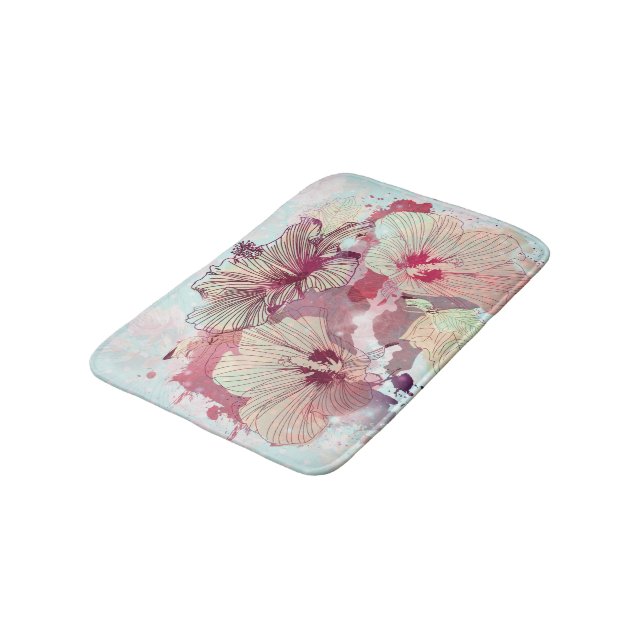 Colourful Floral Illustration Bath Mat (Angled)