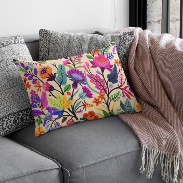 Colourful Floral Illustration Flowers Print Patter Decorative Cushion (Creator Uploaded)