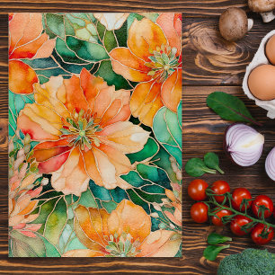 Colourful Floral Ink Art Chopping Board