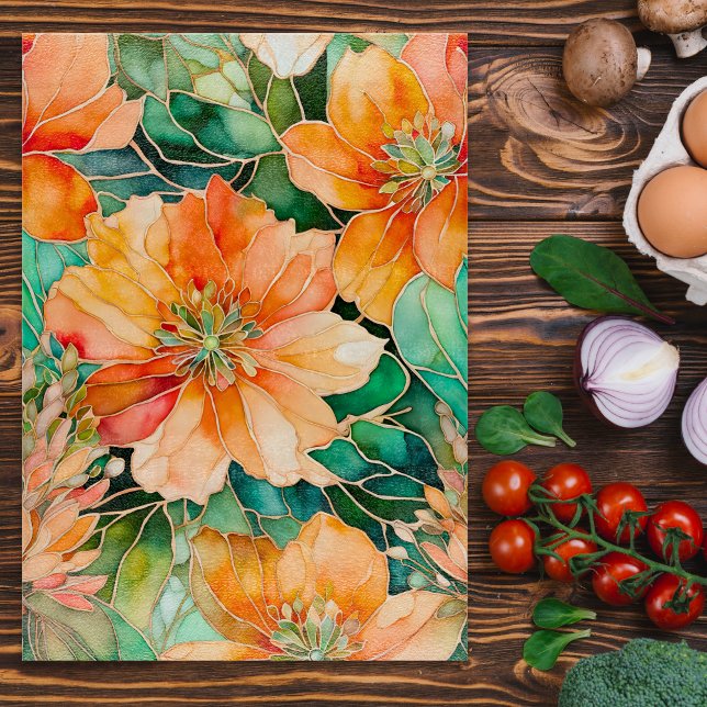 Colourful Floral Ink Art Chopping Board (Creator Uploaded)