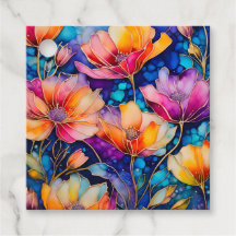 Colourful Floral Ink Art Gift Tags
