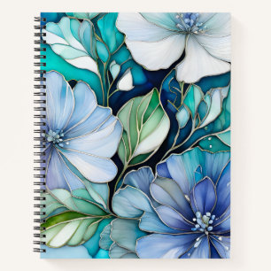 Colourful Floral Ink Art Spiral Notebook