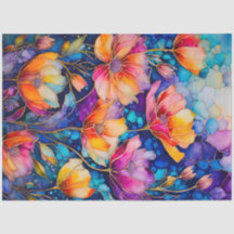 Colourful Floral Ink Art Tissue Paper
