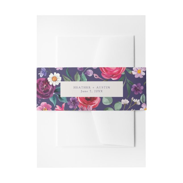 Colourful Floral Invitation Belly Band (Front Example)