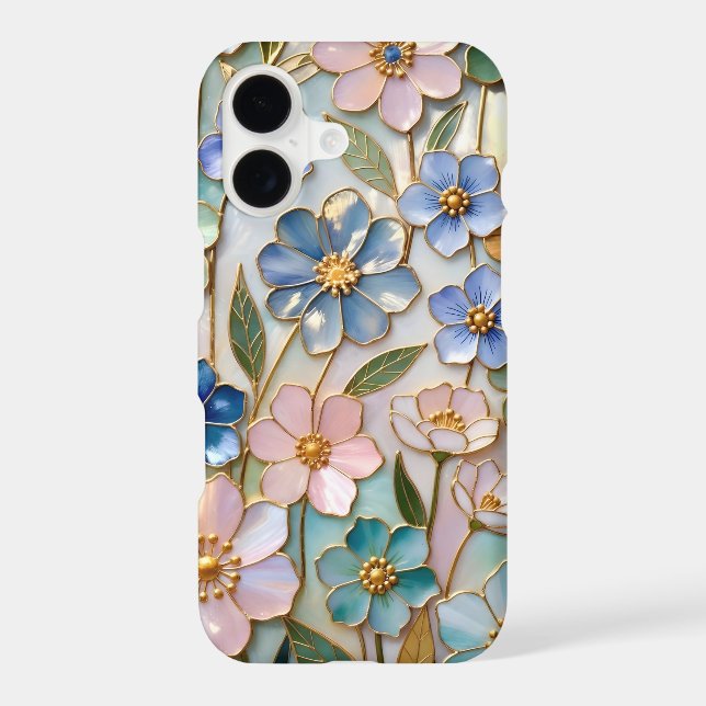 Colourful Floral iPhone Case Pastel Gold Flower (Back)