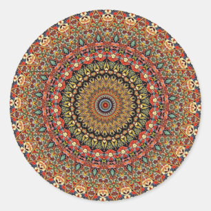 Colourful Floral Kaleidoscope Classic Round Sticker