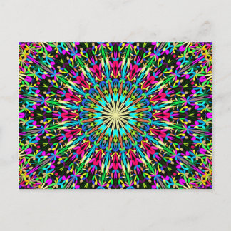 Colourful Floral Kaleidoscope Mandala Postcard