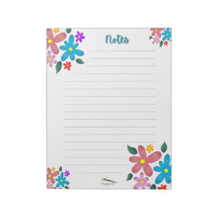 Colourful Floral Lined Notes Notepad