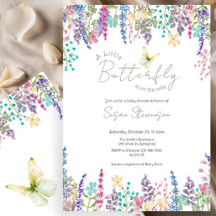 Colourful Floral Little Butterfly Baby Shower Invitation