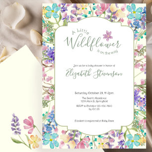 Colourful Floral Little Wildflower Baby Shower Invitation
