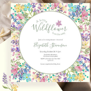 Colourful Floral Little Wildflower Baby Shower Invitation