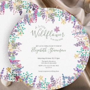 Colourful Floral Little Wildflower Baby Shower  Invitation