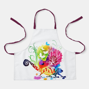 Colourful floral lizard  apron