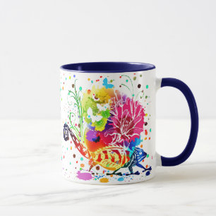 Colourful floral lizard mug