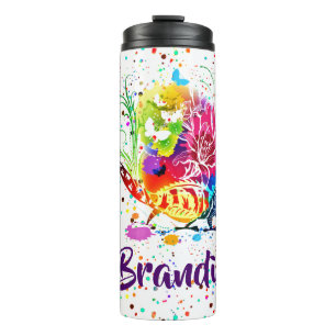 Colourful floral lizard personalised thermal tumb tumbler