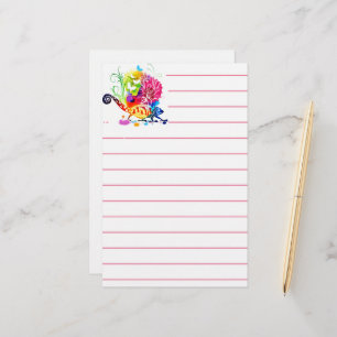 Colourful floral lizard stationery