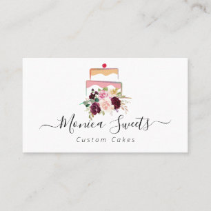 colourful floral logo custom cakery business card