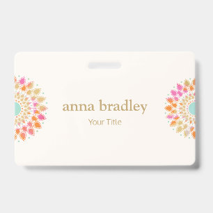 Colourful Floral  Lotus Flower  ID Badge