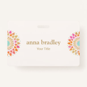 Colourful Floral  Lotus Flower  ID Badge