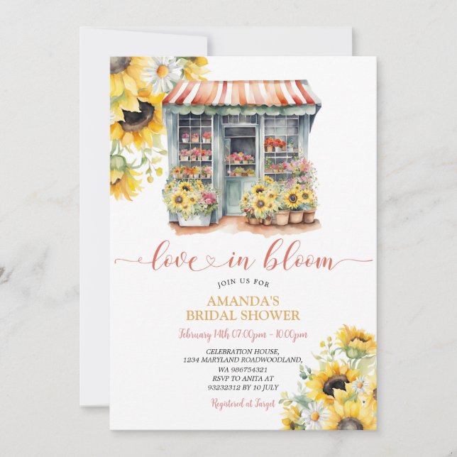 Colourful Floral Love In Bloom Bridal Shower Invitation (Front)