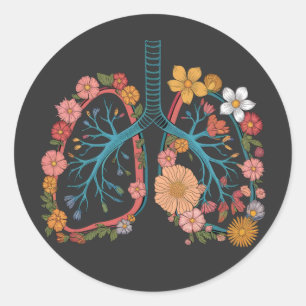 Colourful Floral Lungs Vector Illustration gift Classic Round Sticker