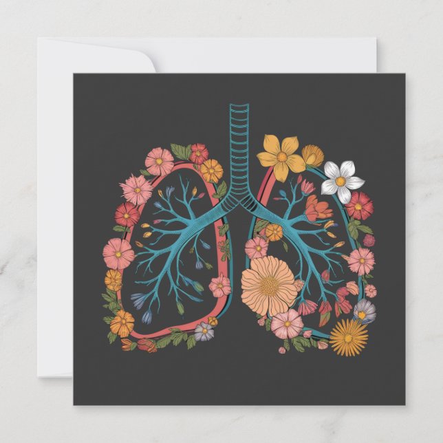 Colourful Floral Lungs Vector Illustration gift Holiday Card (Front)