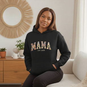 Colourful Floral Mama Varsity Feminine Aesthetic Hoodie