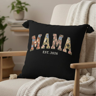 Colourful Floral Mama Varsity Feminine Artwork Cushion