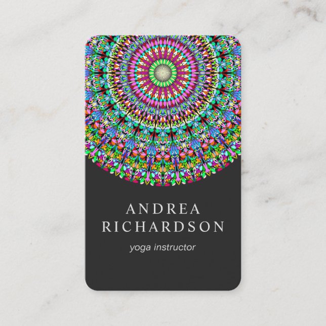 Colourful Floral Mandala Business Card (Front)