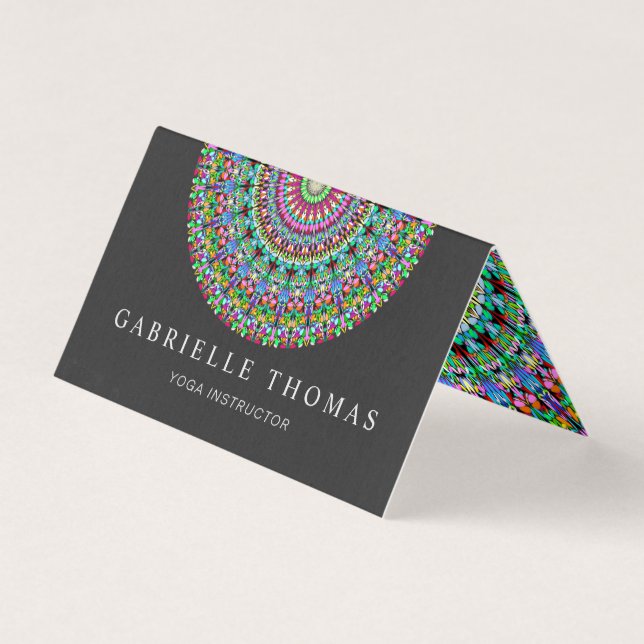 Colourful Floral Mandala Business Card (Front)