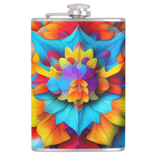Colourful Floral Mandala Design  Hip Flask
