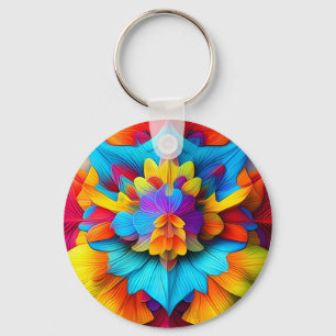 Colourful Floral Mandala Design  Key Ring