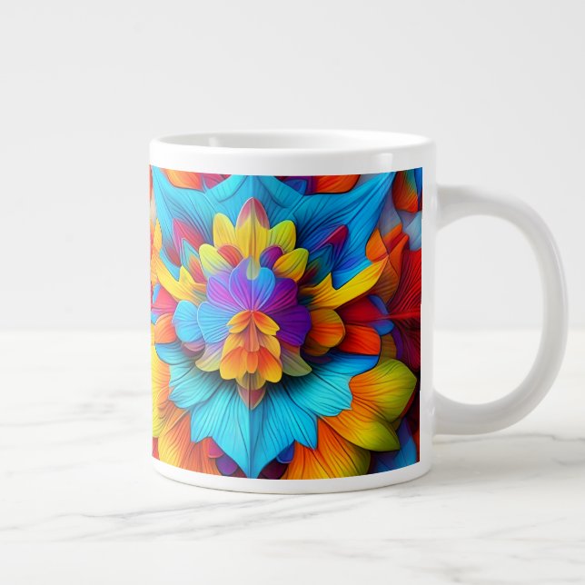 Colourful Floral Mandala Design  Large Coffee Mug (Right)