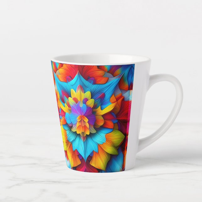 Colourful Floral Mandala Design  Latte Mug (Right)
