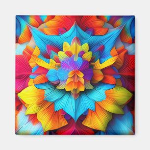 Colourful Floral Mandala Design Magnet