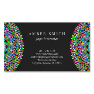Colourful Floral Mandala Magnetic Business Card