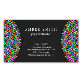 Colourful Floral Mandala Magnetic Business Card